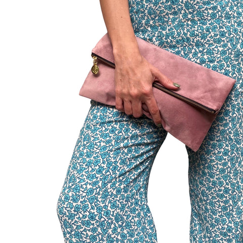 Rona Jessie fold-over clutch bag - AZALEA PINK