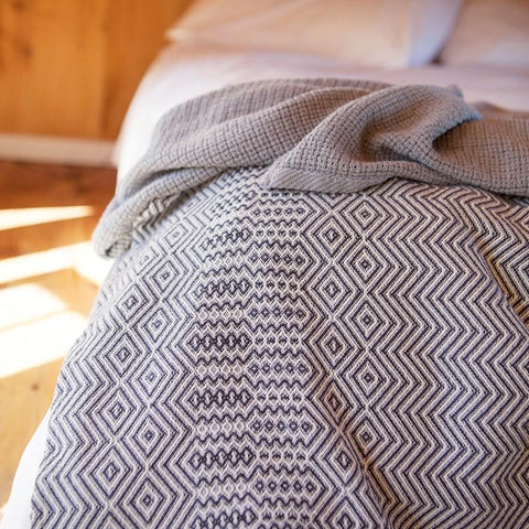 Mungo textiles Bakuba bed throw Charcoal