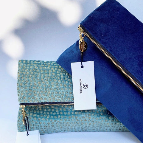 Rona Jessie fold-over clutch bag <br> PARIS BLUE