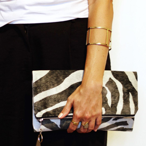 Rona Jessie fold-over clutch bag - ZEBRA