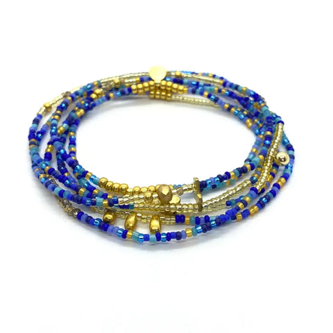 The Makery <br> Beaded wrap bracelet <br> SHADES OF BLUE