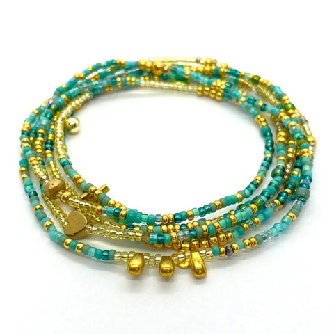 The Makery <br> Beaded wrap bracelet <br> SHADES OF TEAL
