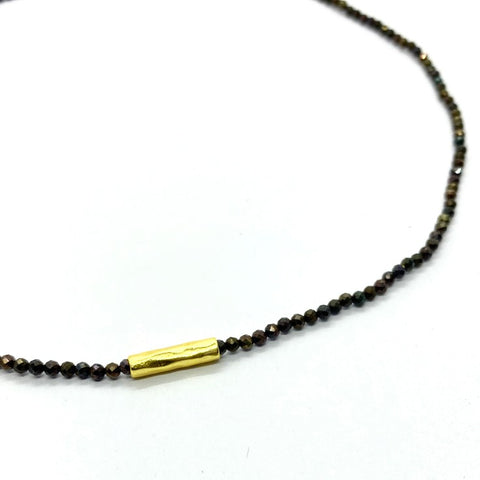 The Makery <br> Short spinal bead and brass tube <br> BLACK